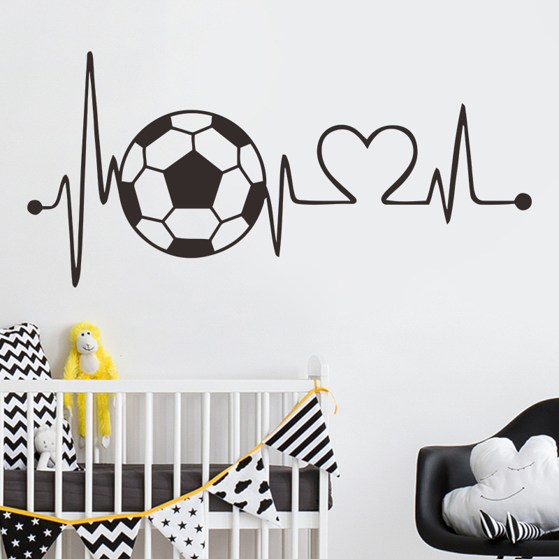 Football Heat Shape Stickers Creative Living Room Decorative Wallpaper Self Adhesive Bedroom Wall Decals Geometrical Line Mural