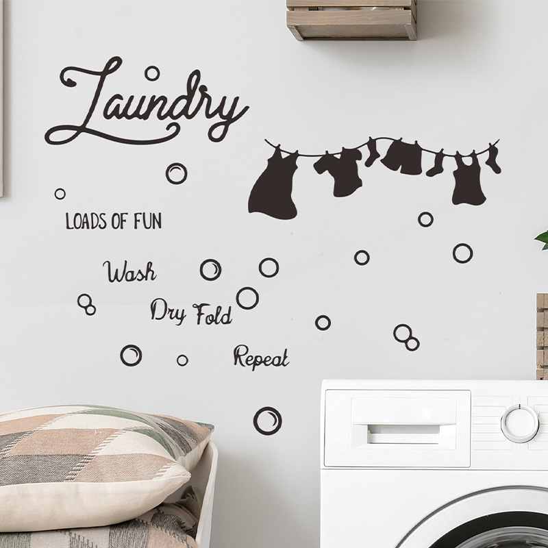 English slogan LAUNDRY wall stickers Home background decoration wallpaper PVC self-adhesive stickers