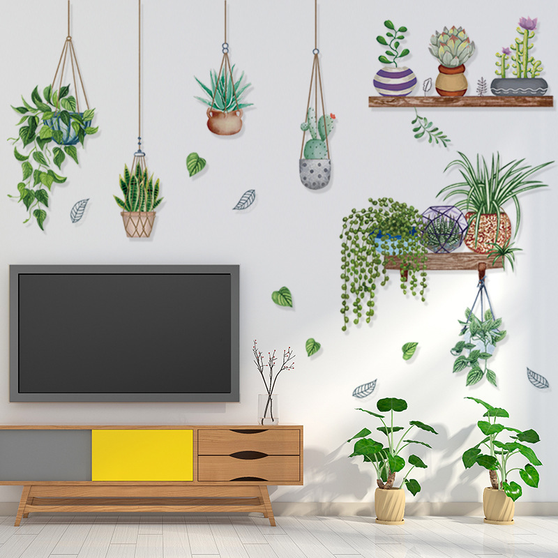 Dream Home Wall Sticker Fresh Plant Potting Decals  Living Room Decorative Wallpaper