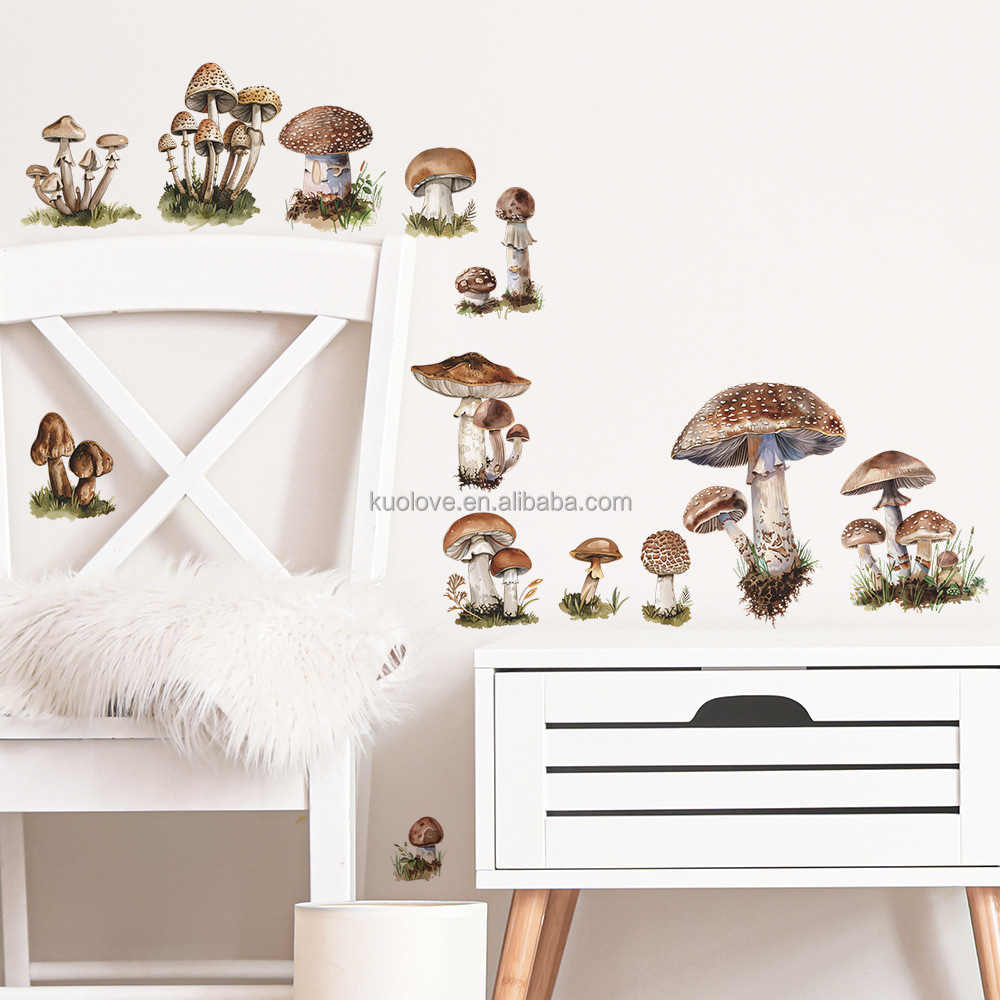 Cartoon mushroom combination wall stickers children's bedroom living room decoration wallpaper self-adhesive stickers