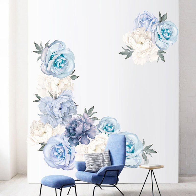 News Blue And White Flower Wallpaper For Women Living Room Wall Decal Home Decoration Chinese Peony Stickers TV Blackboard