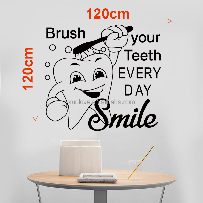 Brush Your Teeth Cartoon Sticker Bathroom Wallpaper Creative Living Room Decorative Decal Self Adhesive TV Background Murals