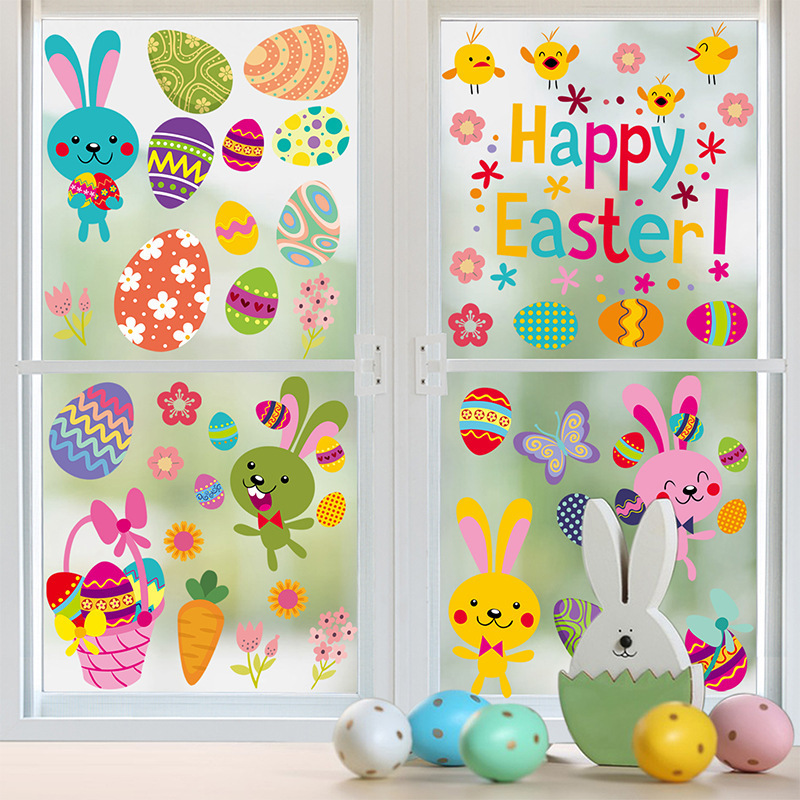 Easter Wall Sticker Cartoon Easter Egg Decals  Living Room Decorative Wallpaper