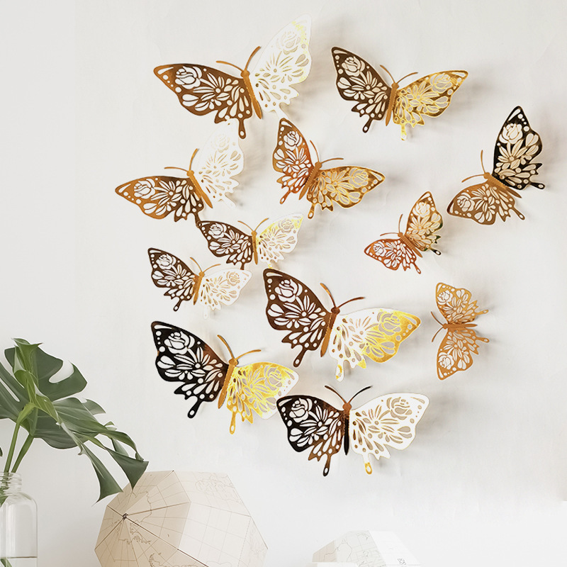 Creative Hollow Pattern Butterflies Wallpaper Cute Paper Butterfly Sticker For Bedroom Removable Living Room Wall Mural