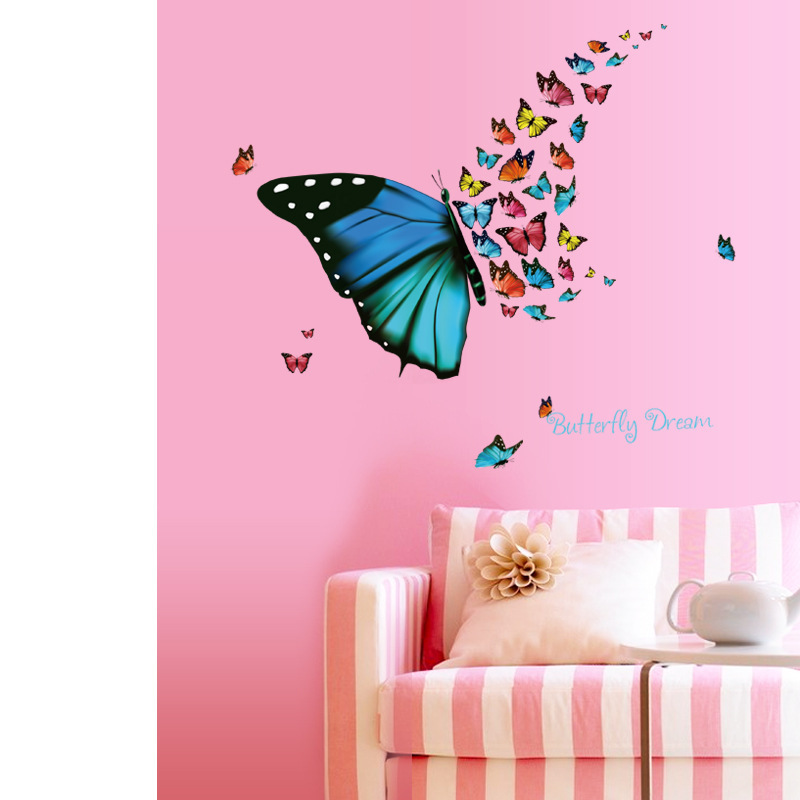 Colorful Butterflies Wall Stickers Beautiful Butterfly Dream Wallpaper For Bedroom Fashion Home Decor TV Background Wall Decal