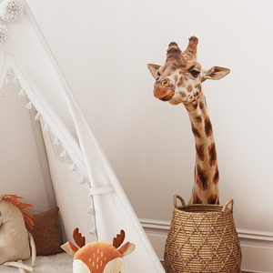 Cute giraffe Little Fox balloon PVC wall stickers children's room living room decoration self-adhesive sticker cartoon wallpaper