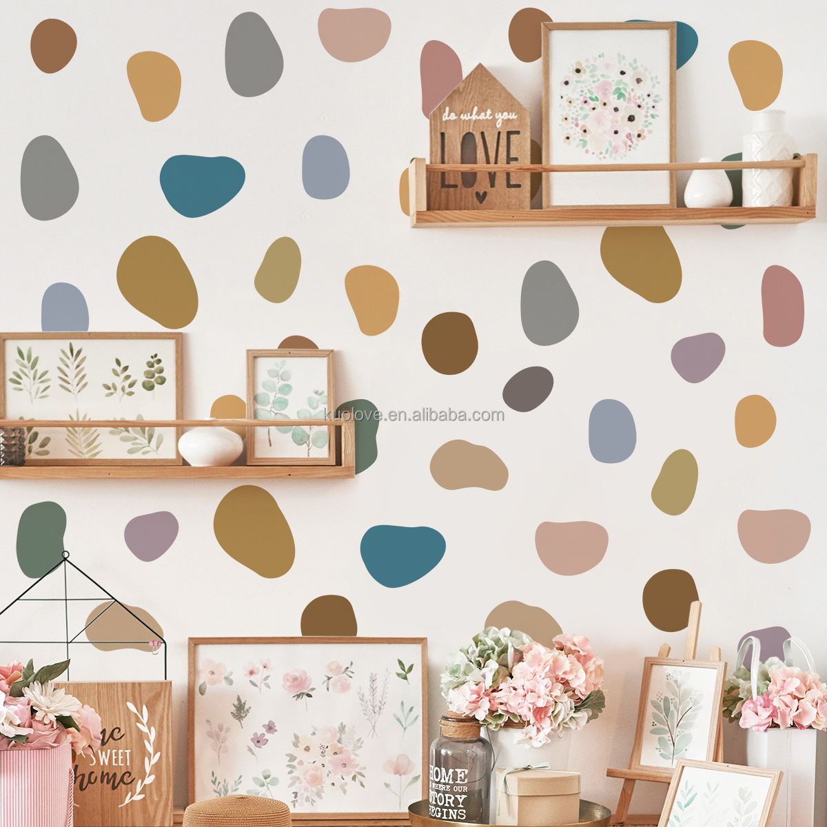 Love in Bohemia Wall Sticker Bobo Wind Polka Dotted Pebbles Decals Living Room Decorative Wallpaper DIY stickers