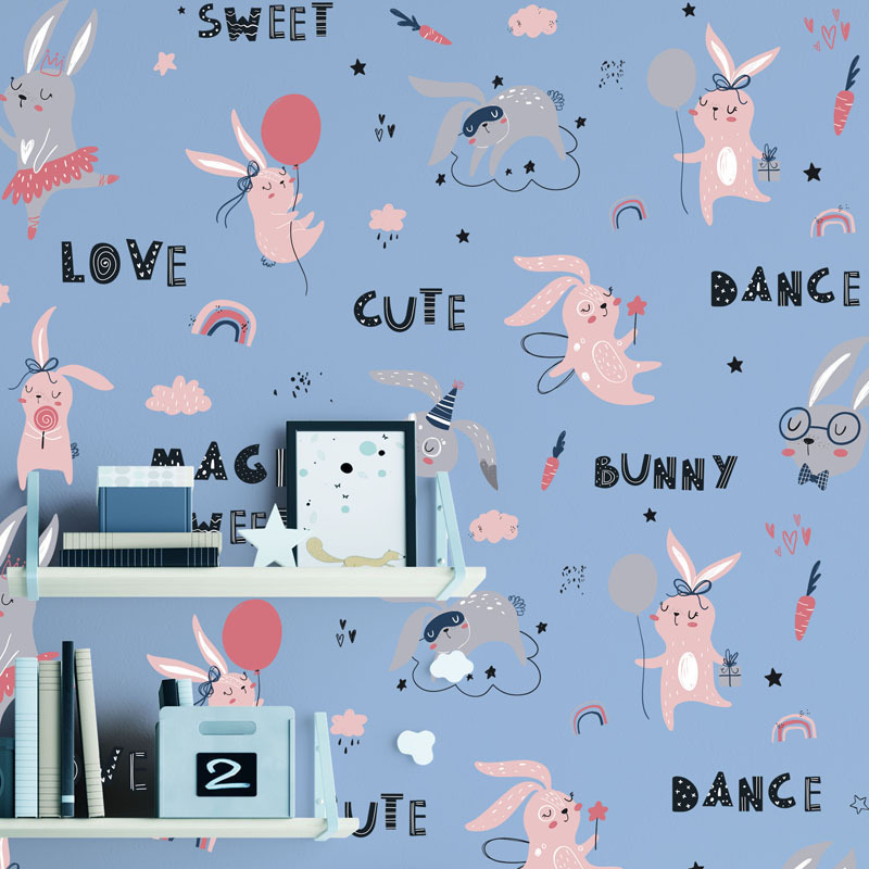 Cartoon rabbit paradise wall stickers children's room living room decoration wallpaper self-adhesive stickers