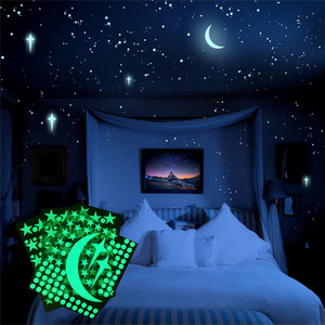 Creative Luminous Stickers For Room Wall Moon Stars Cross Glowing Wall Mural Cartoon Home Decoration For Kid's Room Wallpaper