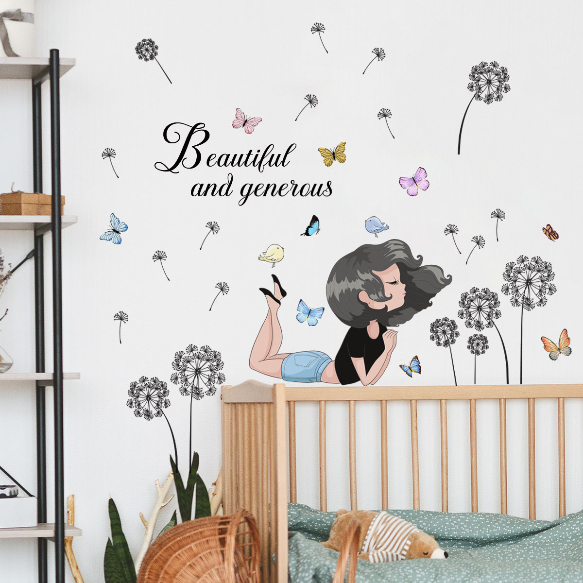 Soft Dandelion Girl Wall Sticker For Kids Room Indoor Wallpaper For Decoration And Promotion