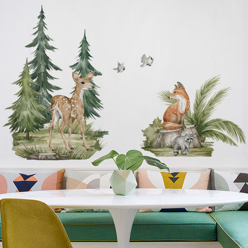 Tropical rainforest forest Wall Sticker Forest elk Decals  Living Room Decorative Wallpaper