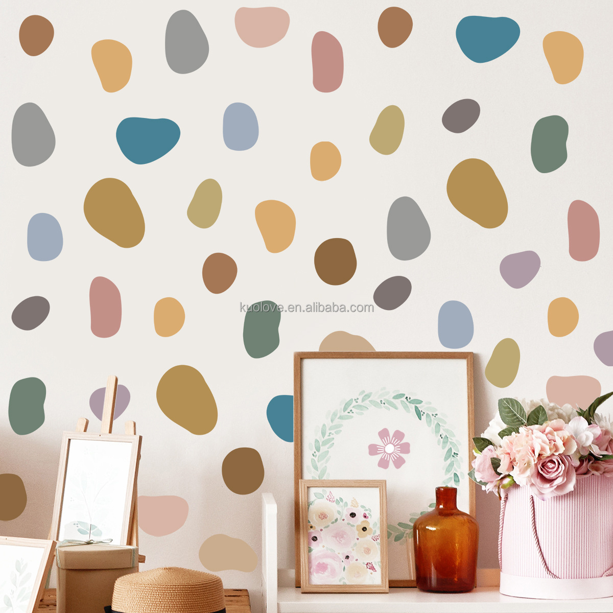 Love in Bohemia Wall Sticker Bobo Wind Polka Dotted Pebbles Decals Living Room Decorative Wallpaper DIY stickers