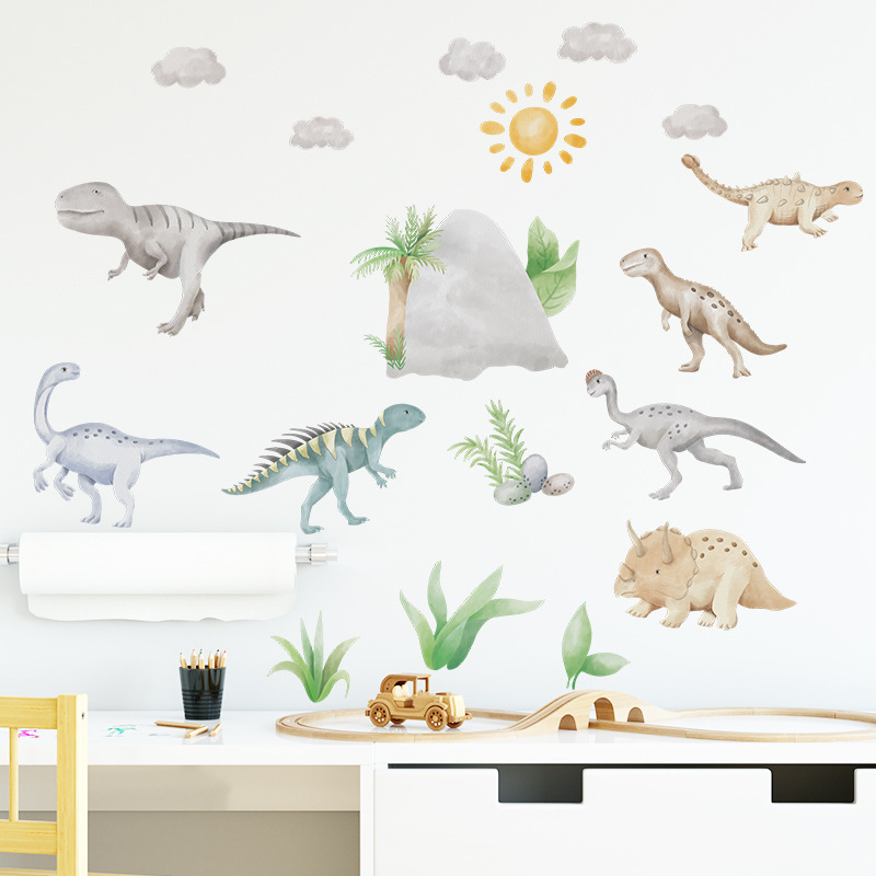 Jurassic World Wall Sticker Cartoon Dinosaur World Decals  Living Room Decorative Wallpaper