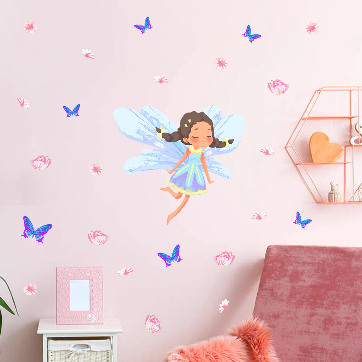 Beautiful Black Fairy Wall Sticker For Kids Room Wall Decals Waterproofs And Removable Wallpaper