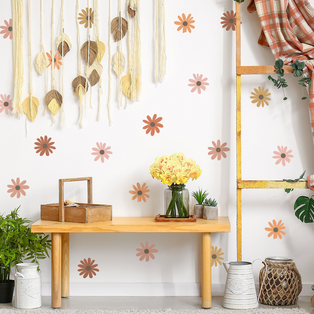 Fresh Daisy Wallpaper for Children's Room Bedroom Background Wall Decoration Self Adhesive Picture with Removable Stickers