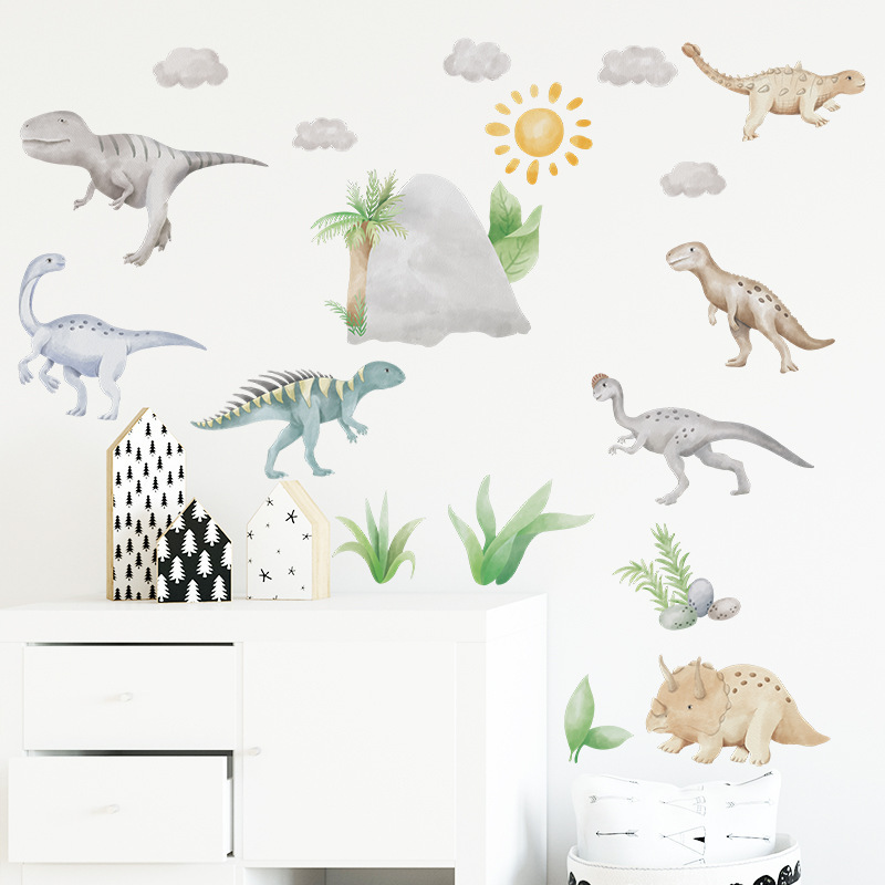 Jurassic World Wall Sticker Cartoon Dinosaur World Decals  Living Room Decorative Wallpaper