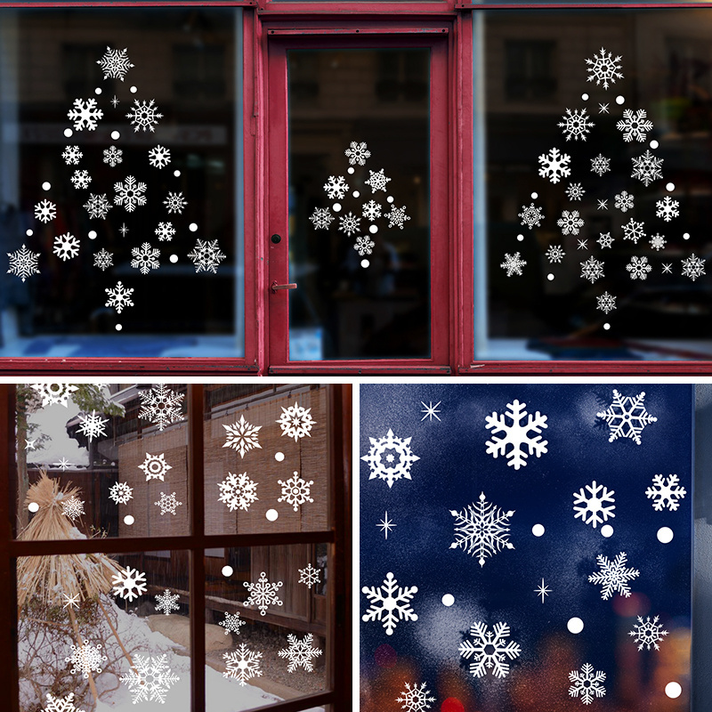 2022 New Design Snowflake Stickers Christmas Window Wallpapers Self Adhesive Xmas Festival Party Decorative Decor Wall Decals