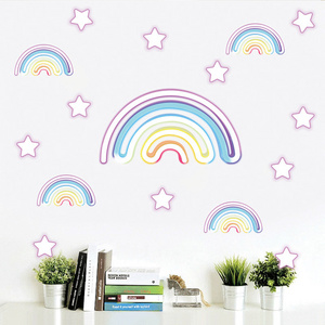 Fashion Colorful Rainbow Stars Wall Mural Home Decoration Wallpaper For Kid's Living Room Bedroom Kindergarten Decor Wall Decal