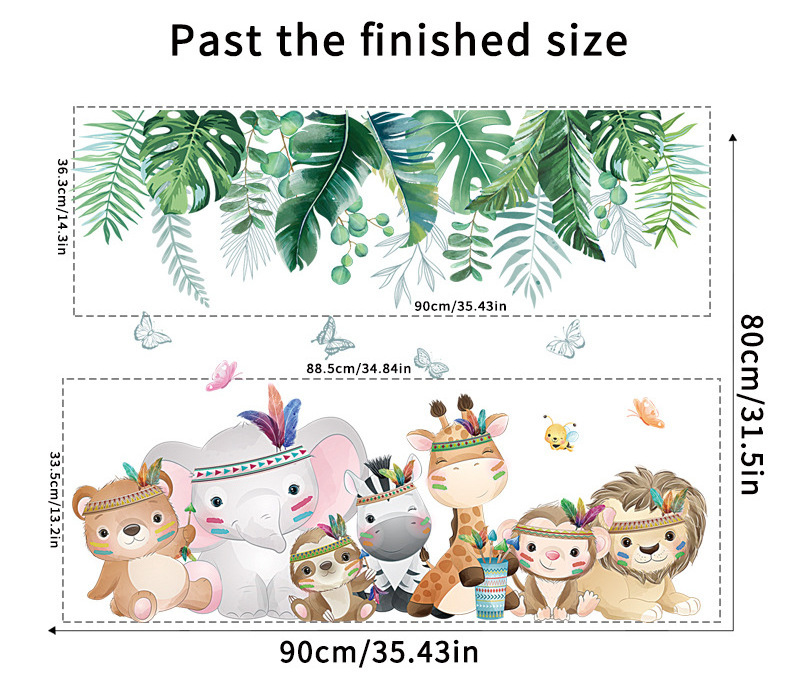 Forest Party Wall Sticker Cartoon Forest Animals Decals  Living Room Decorative Wallpaper