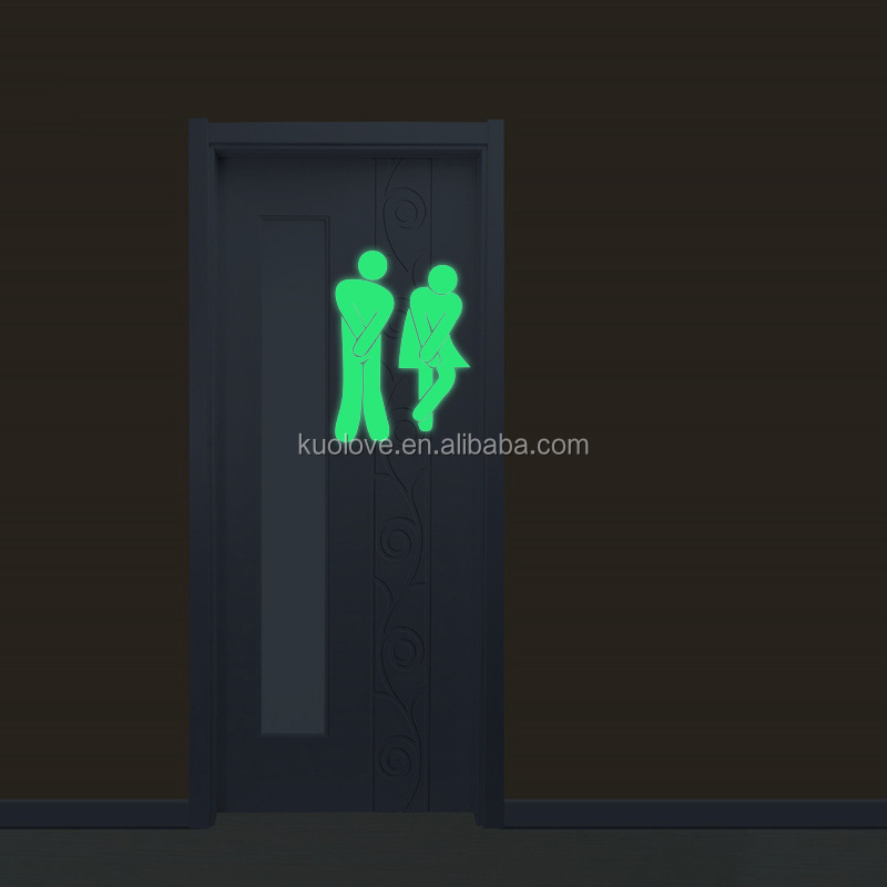 Boys And Girls Luminous Toilets Sticker WC Door Glowing In The Dark Wall Mural Home Decor For Kid's Living Room Wallpaper