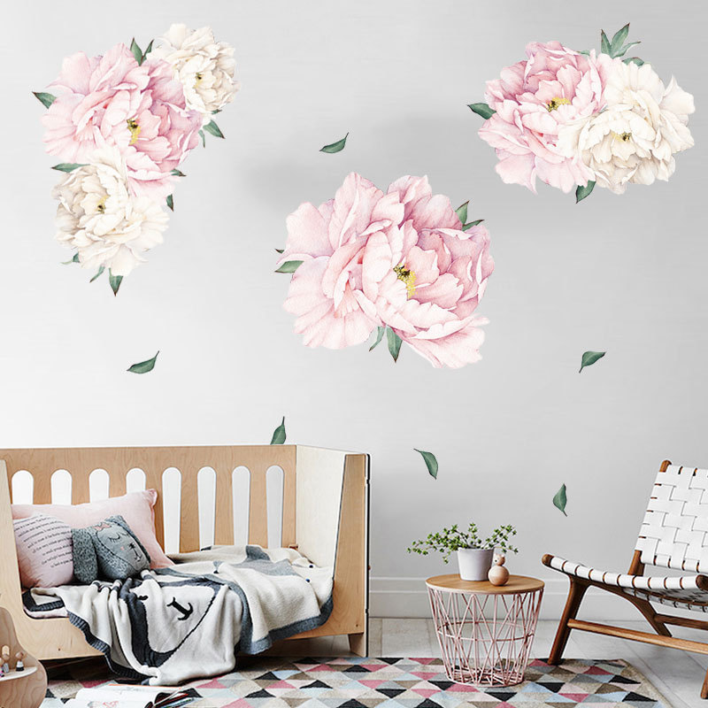 Leaves Falling Wallpaper Peony Flower Wallpapers For Women Bedroom Home Decoration Leave Wall Decal TV Blackboard Stickers