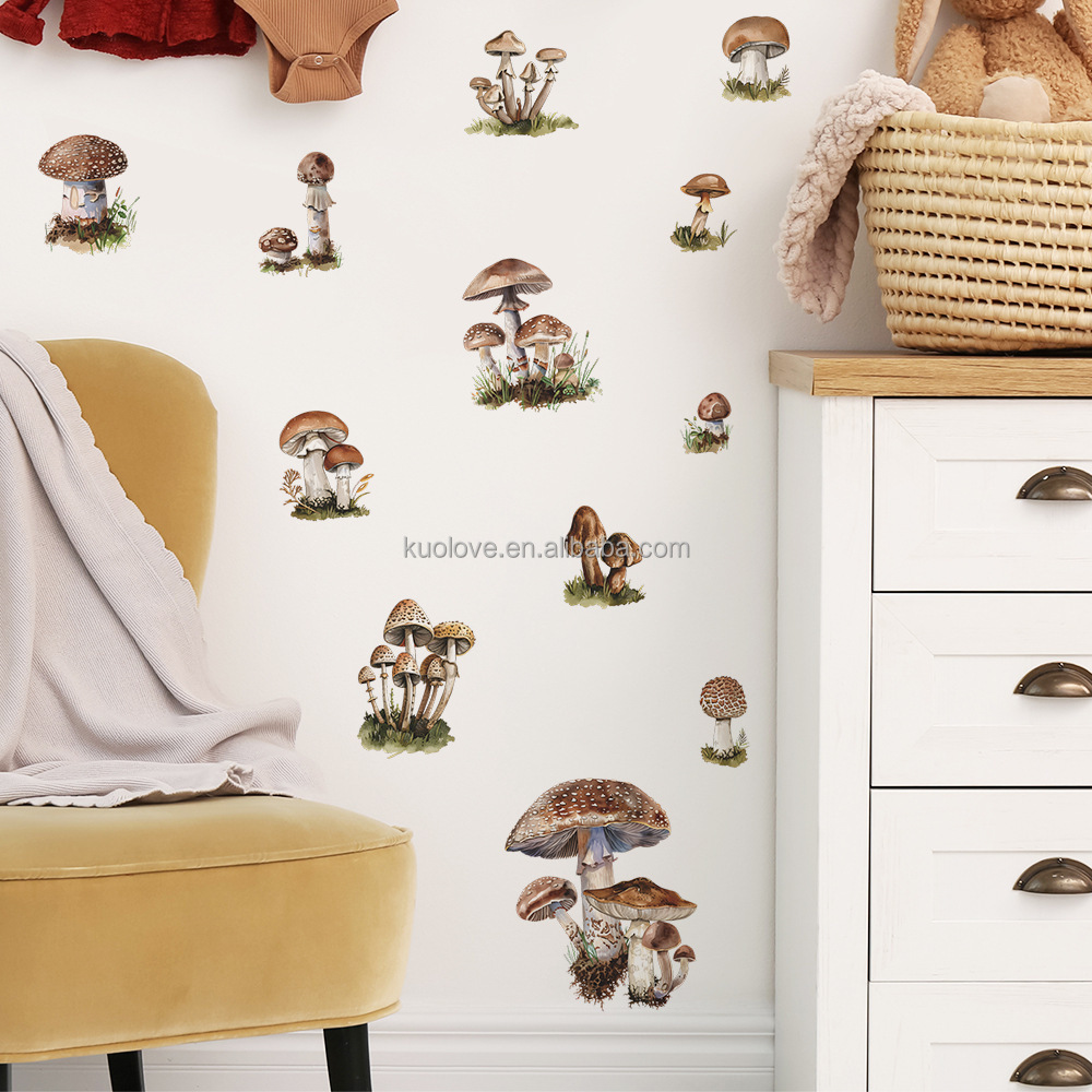 Cartoon mushroom combination wall stickers children's bedroom living room decoration wallpaper self-adhesive stickers