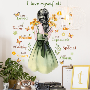 Fresh Girl Wall Sticker Inspirational English Quote Decals Decorative And Self-adhesive Wallpaper