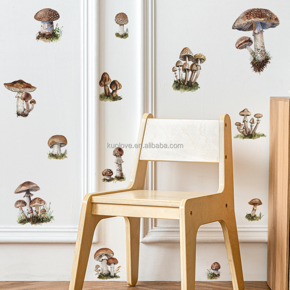 Cartoon mushroom combination wall stickers children's bedroom living room decoration wallpaper self-adhesive stickers