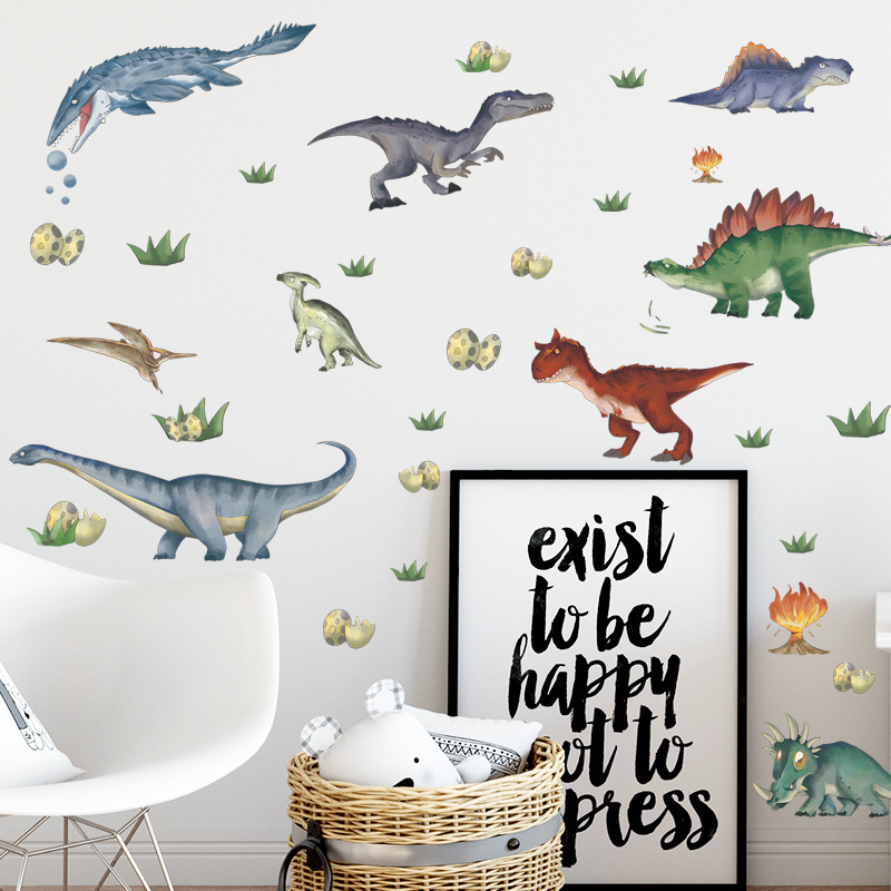 Cartoon Dinosaur Wall Sticker Cartoon Personalized Dinosaur Eggs Decals Living Room Decorative Wallpaper