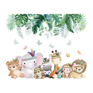 Forest Party Wall Sticker Cartoon Forest Animals Decals  Living Room Decorative Wallpaper