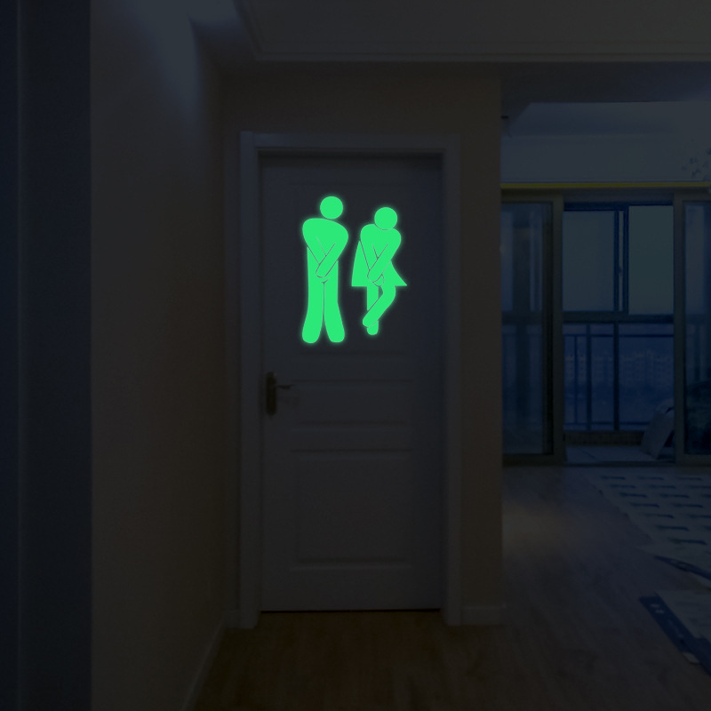 Boys And Girls Luminous Toilets Sticker WC Door Glowing In The Dark Wall Mural Home Decor For Kid's Living Room Wallpaper