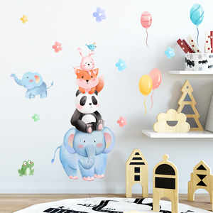 Cartoon Elephant Panda Fox Sticker Cute Animals Wallpaper Self Adhesive Living Room Bedroom Decorative Mural TV Background Decal