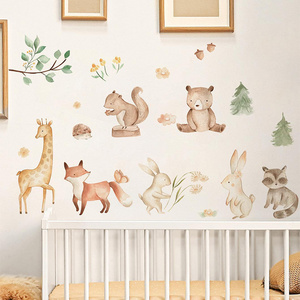 Cartoon funny rabbit Small animal PVC wall stickers living room children's bedroom self-adhesive decorative wallpaper