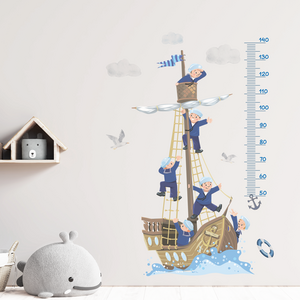 Sailboat Sailor Sticker Creative Kid's Height Wallpaper Self Adhesive Children Living Room Decorative Mural TV Background Decal