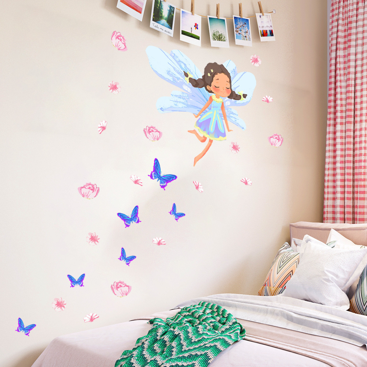 Beautiful Black Fairy Wall Sticker For Kids Room Wall Decals Waterproofs And Removable Wallpaper