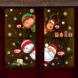 Hot Sale Christmas Wall Stickers Santa Claus Snowman Elf Window Wallpapers Self Adhesive Xmas Festival Decorative Decals