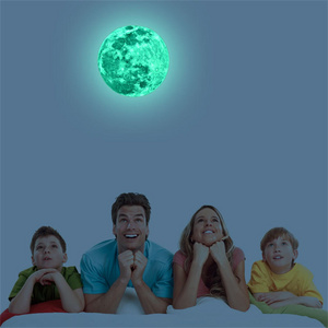 Hot Sale Luminous Moon Wall Sticker Green Moon Glowing In The Dark Wall Mural Home Decor Kid's Living Room Bedroom Wallpaper