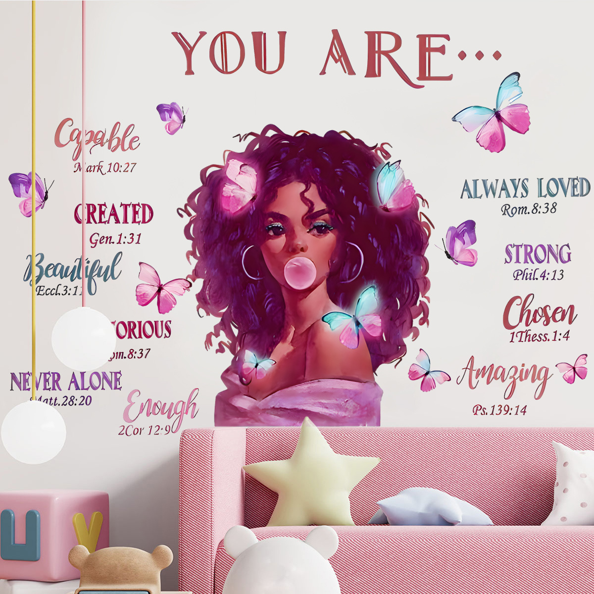 Personality Europe and America sexy black girl wall sticker English title sticker living room bedroom decoration wall sticker