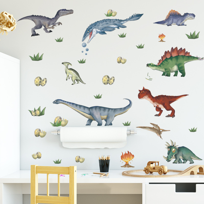 Cartoon Dinosaur Wall Sticker Cartoon Personalized Dinosaur Eggs Decals Living Room Decorative Wallpaper