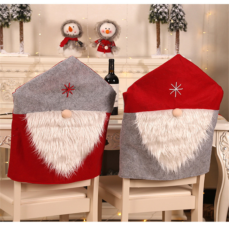 Santa Claus Red Hat Christmas Chair Set Restaurant Decoration Home Decorations For Holiday Beautiful Chair Cover