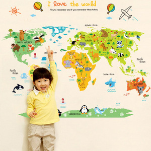 Creative World Map Sticker For Room Wall Kids Bedroom Decorative Decals Removable Children's Living Room Home Decor Wallpaper