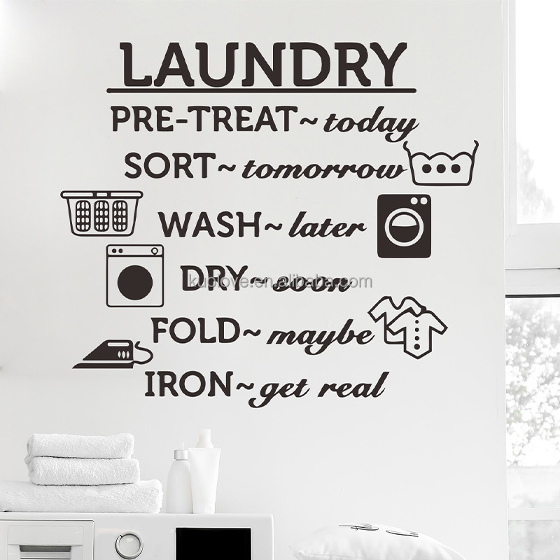 English slogan LAUNDRY wall stickers Home background decoration wallpaper PVC self-adhesive stickers