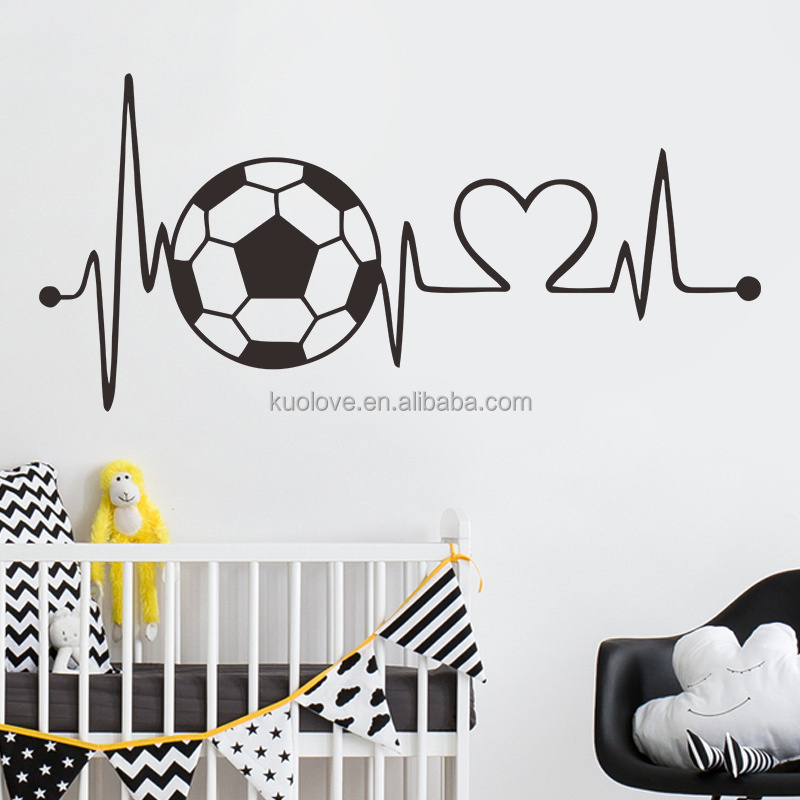 Football Heat Shape Stickers Creative Living Room Decorative Wallpaper Self Adhesive Bedroom Wall Decals Geometrical Line Mural