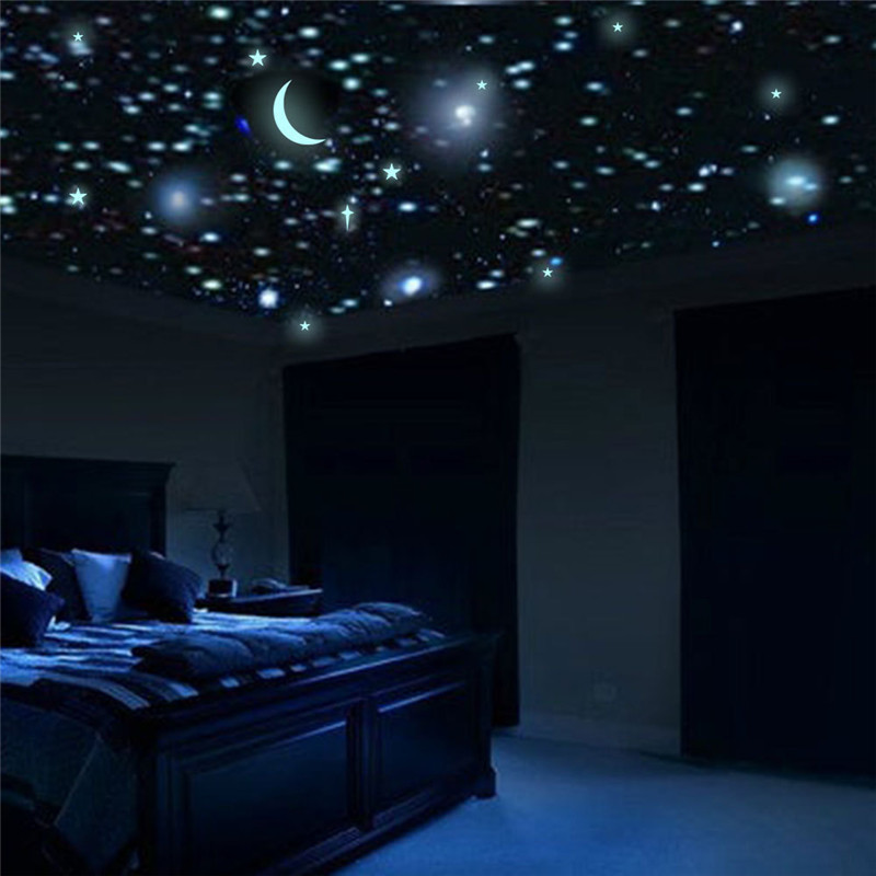 Creative Luminous Stickers For Room Wall Moon Stars Cross Glowing Wall Mural Cartoon Home Decoration For Kid's Room Wallpaper