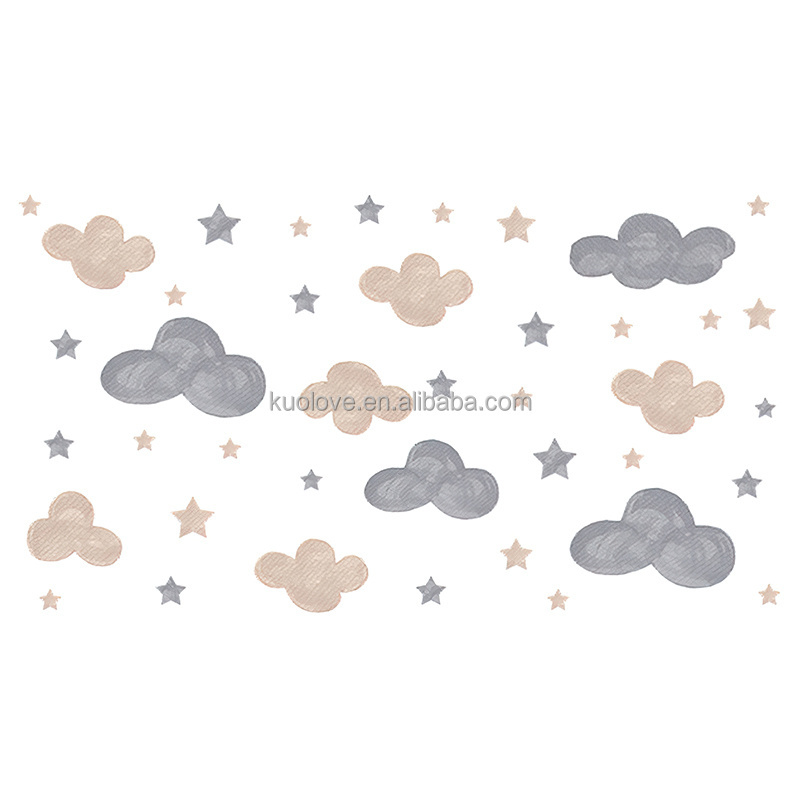 Cartoon Cloud Stars Wall Stickers Kid's Living Room Wallpapers Creative Children Bedroom Decal Self Adhesive TV Background Mural