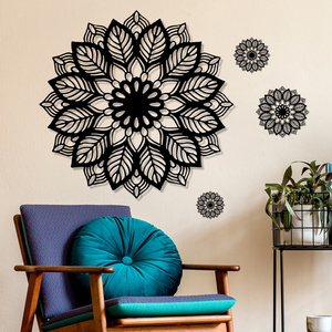 Black Flowers Wall Sticker Geometric flower Decals Living Room Decorative Wallpaper