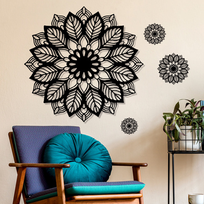 Black Flowers Wall Sticker Geometric flower Decals Living Room Decorative Wallpaper