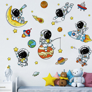 Space Odyssey Wall Sticker Cartoon Astronauts and Space Decals  Living Room Decorative Wallpaper