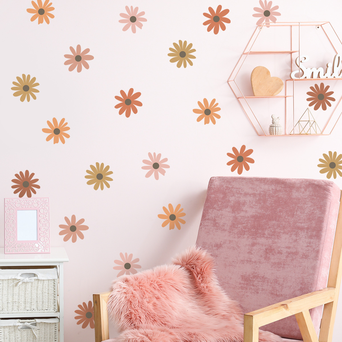 Fresh Daisy Wallpaper for Children's Room Bedroom Background Wall Decoration Self Adhesive Picture with Removable Stickers