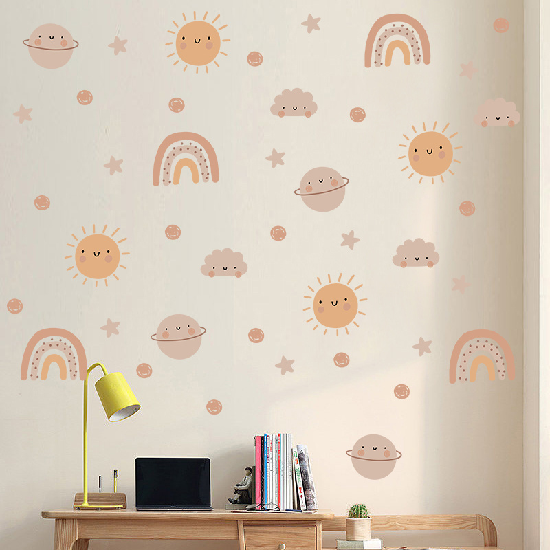 Hot Sale Rainbow Sun Cloud Wall Sticker Cartoon Living Room Decal Creative Kid's Bedroom Wallpapers Children's Decorative Murals